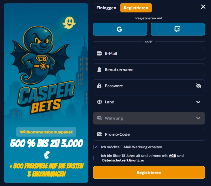 casperbets casino registrierung